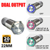 PlashLights REVERT Harsh Environment 22MM 3 Color Dual Output Push Button Switch - Stainless Steel | HPBS-DO-22-SS-M
