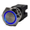 PlashLights Marine Push Button Switch - Blue LED - 40a - Stainless Steel - Momentary | PL22SS-M-BL