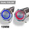 PlashLights REVERT Harsh Environment 19MM Dual Color Push Button Momentary Switch - Stainless Steel | HPBS-19-SS-M