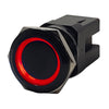 PlashLights Marine Push Button Switch - Red LED - 40a - Black Anodized- On/Off - Latching | PL22BLK-L-RD
