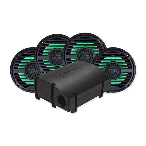 Aquatic AV CK502 PRO Classic Platinum Kit : SWA6 Amplified Bluetooth Stereo Subwoofer with 2 pairs of 6.5" PRO Classic Black Coaxial Speakers