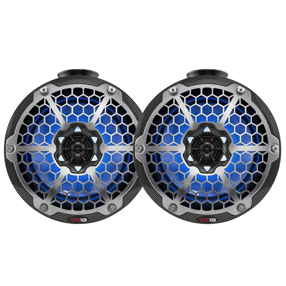 DS18 HYDRO 8" Compact Wakeboard Pod Tower with RGB Light - 375W - Black Carbon Fiber (CF-PS8)