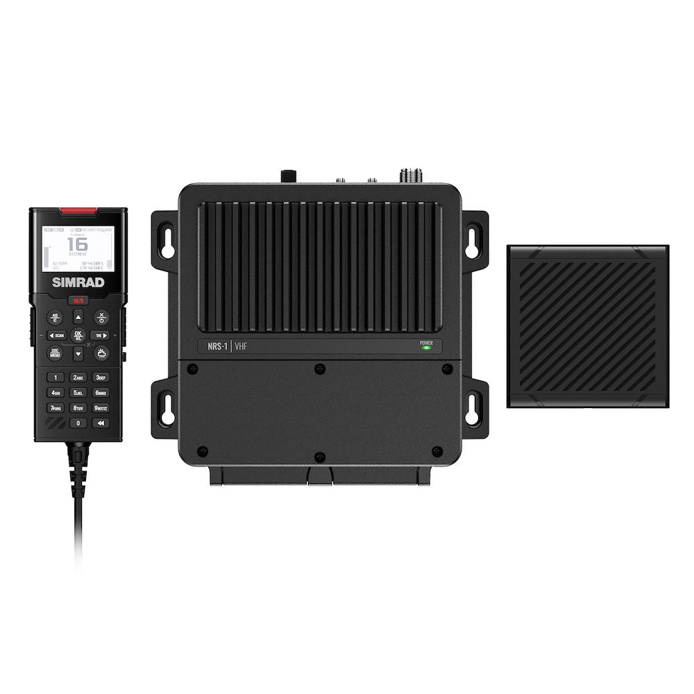Simrad RS100 VHF Black Box Radio with Handset, Speaker, and NMEA 0183/NMEA 2000 Connectivity (000-15643-001)