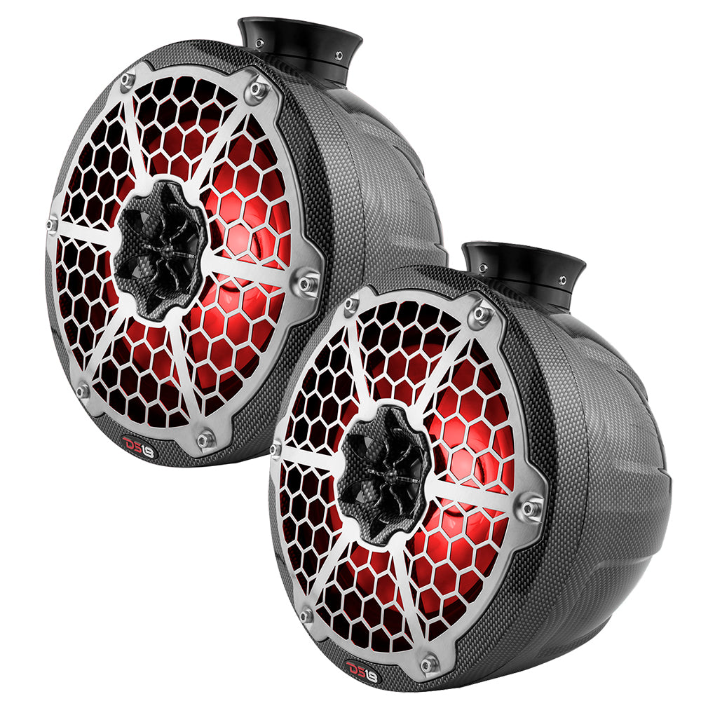 DS18 X Series HYDRO 6.5" Wakeboard Pod Tower Speaker with RGB LED Light - Black Carbon Fiber (CF-X6TPB)
