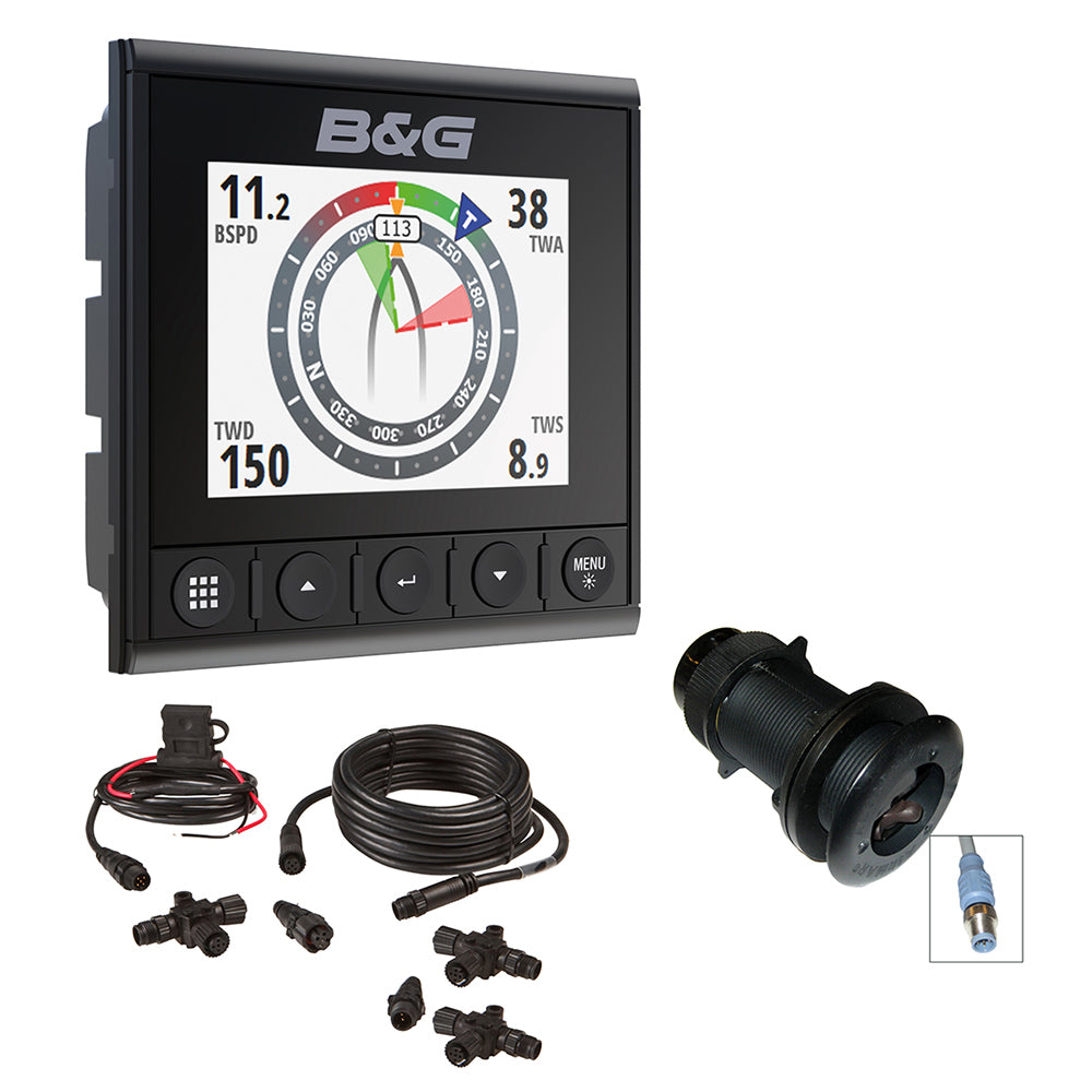 B&G Triton² Speed/Depth Pack - Triton² Digital Display, DST810 Depth/Speed/Temperature Sensor Transducer, and NMEA 2000 Micro-C Backbone Kit (000-13298-002)