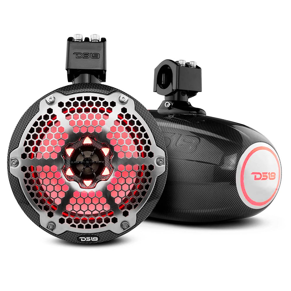 DS18 X Series HYDRO 8" Wakeboard Pod Tower Speaker with RGB LED Light - 425W - Black Carbon Fiber (CF-X8TP)