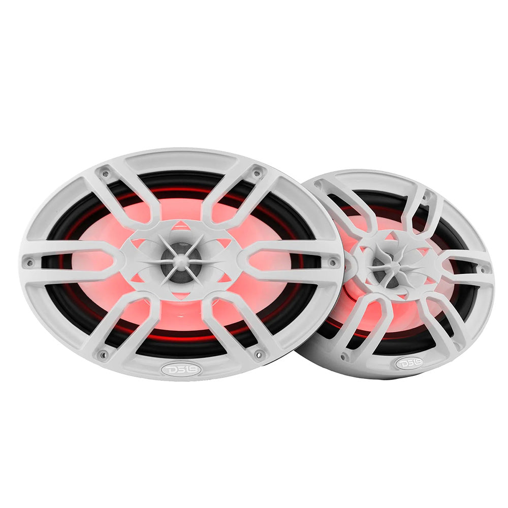 DS18 HYDRO 6 x 9" 2-Way Marine Speakers with Integrated RGB LED Lights - 375W - White (NXL-69/WH)