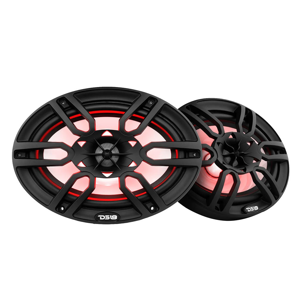 DS18 HYDRO 6 x 9" 2-Way Marine Speakers with Integrated RGB LED Lights - 375W - Black (NXL-69/BK)