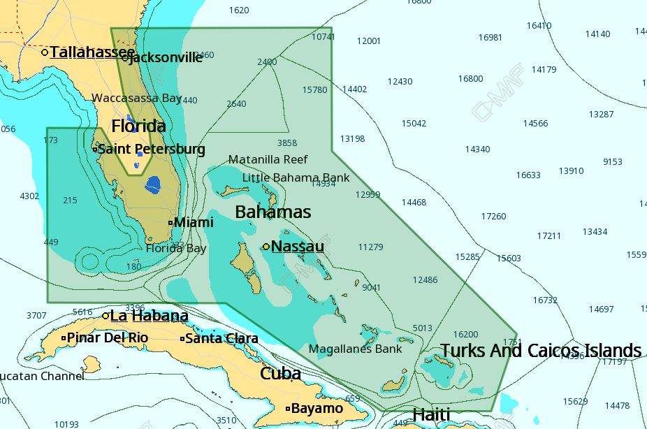 C-MAP 4D NA-D943 Florida and The Bahamas Premium Nautical Chart - Marine Navigation microSD/SD Card (M-NA-D943-MS)