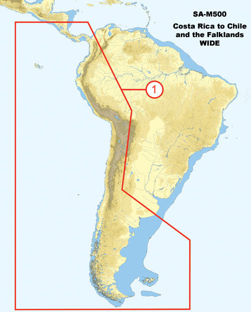 C-MAP MAX Wide SA-M500 Costa Rica to Chile to Falklands Nautical Chart - Marine Navigation C-Card (SA-M500 C CARD)