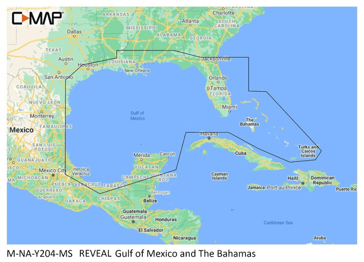 C-MAP Reveal NA-Y204 Gulf of Mexico and Bahamas Nautical Chart - Marine Navigation microSD/SD Card (M-NA-Y204-MS)