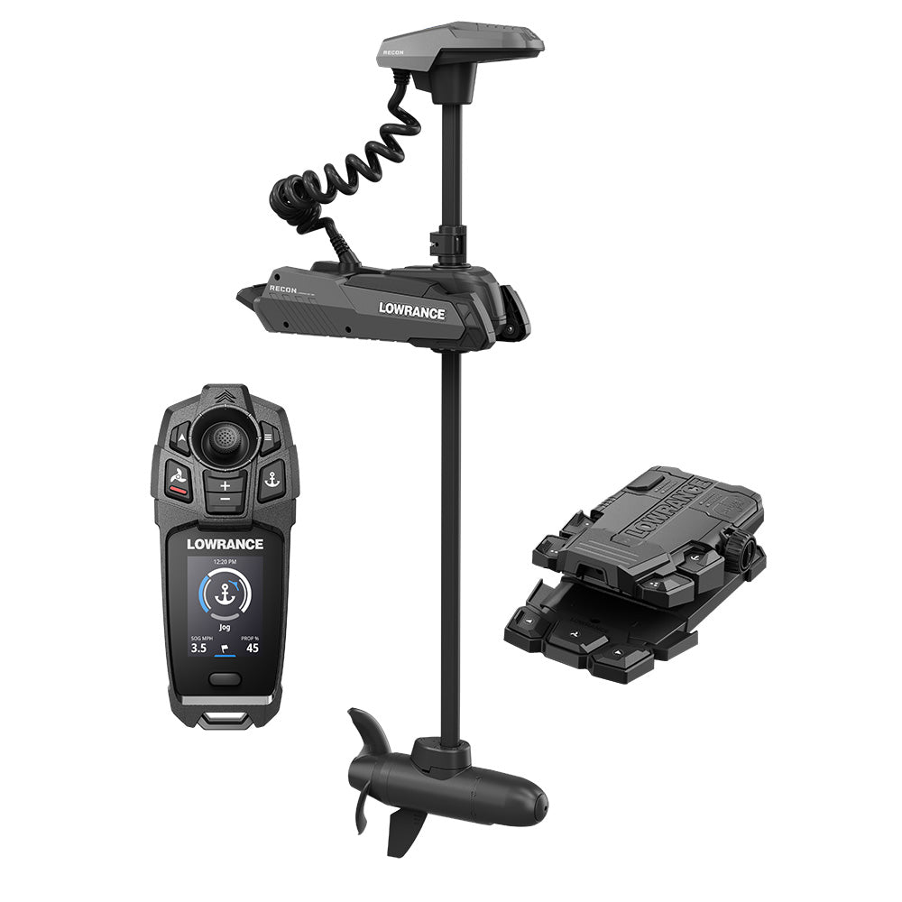Lowrance Recon Freshwater 54" Shaft Trolling Motor with Freesteer Joystick Wireless Remote, Wireless Foot Pedal, and HDI CHIRP Nosecone Transducer (000-16173-001)