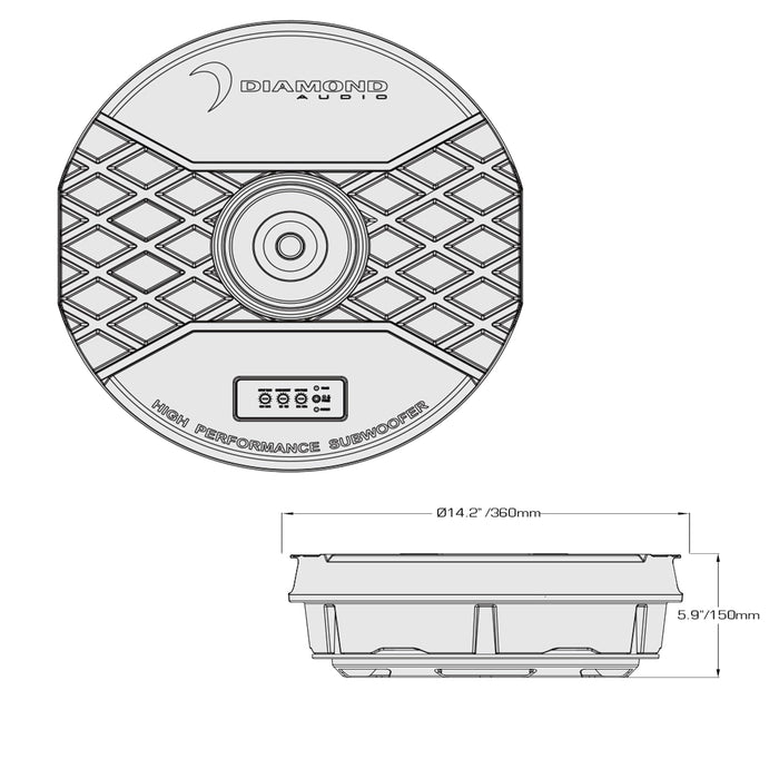 Diamond Audio DASTX12 11" 150W RMS Amplified Shallow Spare Tire Subwoofer