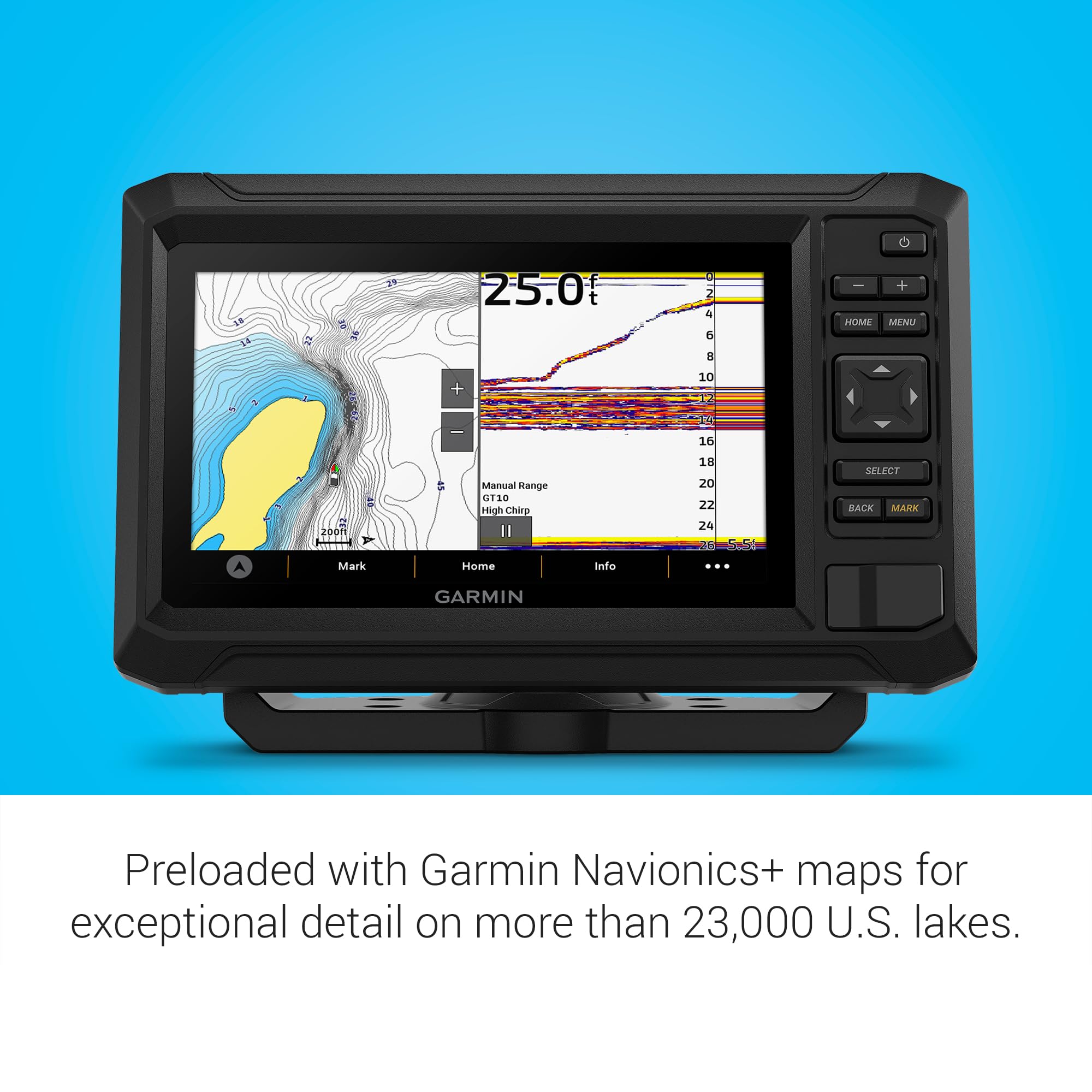 Garmin ECHOMAP UHD2 73sv 7" Ice Fishing Bundle with ECHOMAP UHD2 73sv & GT10HN-IF Transducer (010-02684-35)