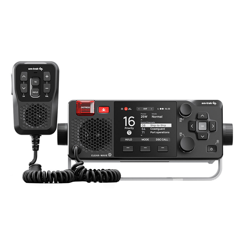 em-trak X100 NMEA 2000 Bluetooth Wi-Fi VHF/DSC Radio with Class B AIS and Antenna Splitter (431-0001)