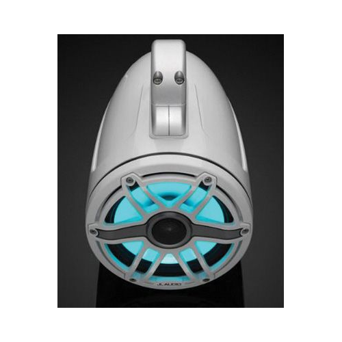 JL Audio M6-770ETXv3-Gw-S-GwGw-i 7.7" 100W RMS Enclosed Marine Tower Speakers with RGB LED Lighting, White Sport Grilles, Pair (010-03278-00)