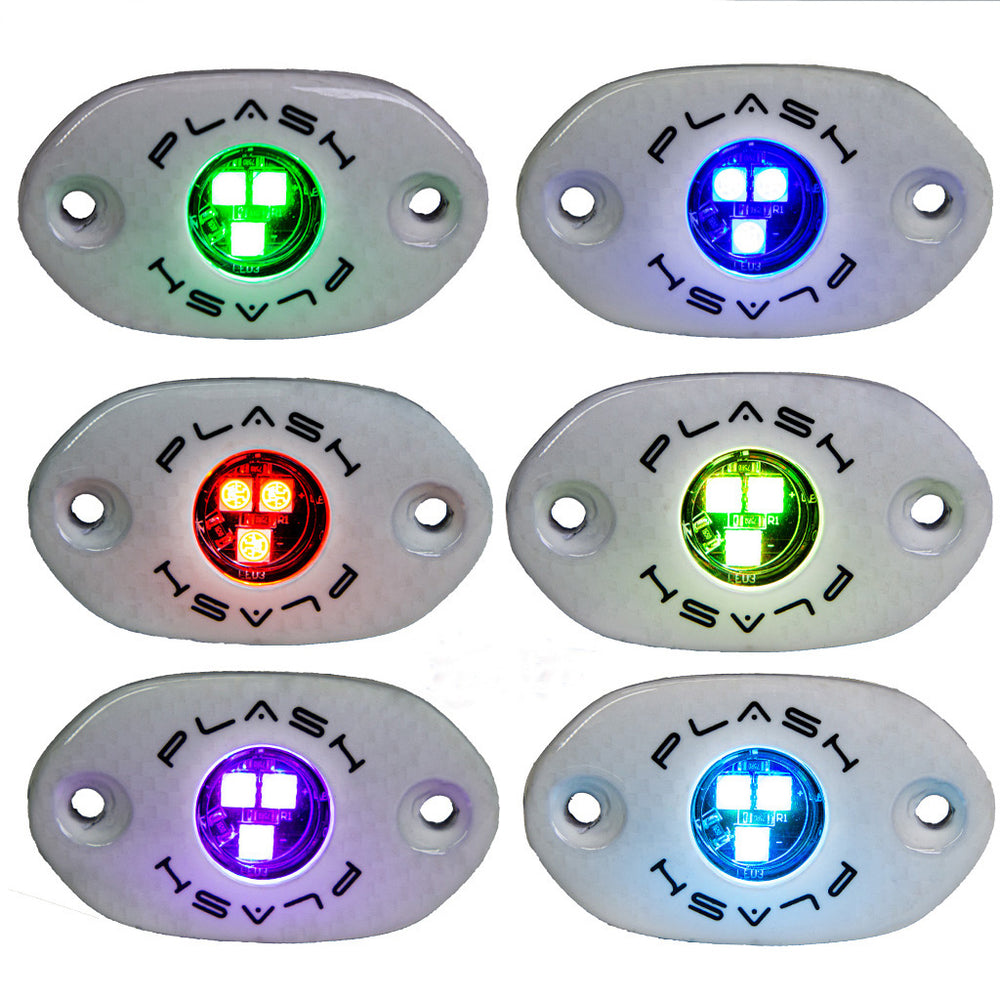 PlashLights Corpus - RGB Carbon Fiber LED Deck Light - White Housing | CF-RL-RGB-S-WHT