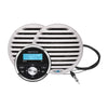 Aquatic AV GP100W Marine Stereo Kit: GP1 Bluetooth Gauge Stereo and 1 pair of White 6.5" Marine Speakers