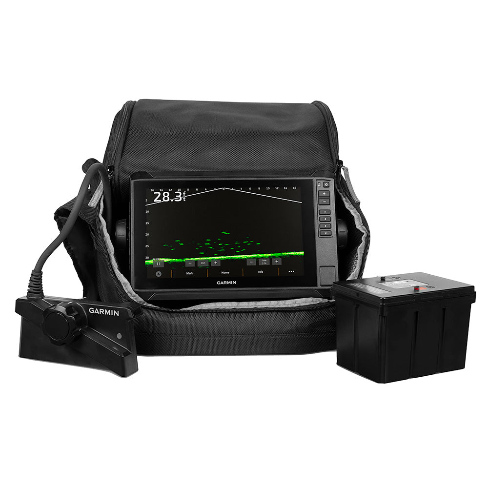 Garmin ECHOMAP UHD2 93SV LiveScope Plus Ice Fishing Bundle LI with ECHOMAP UHD2 93sv, LiveScope Plus System & Lithium-ion Battery (010-02688-35)