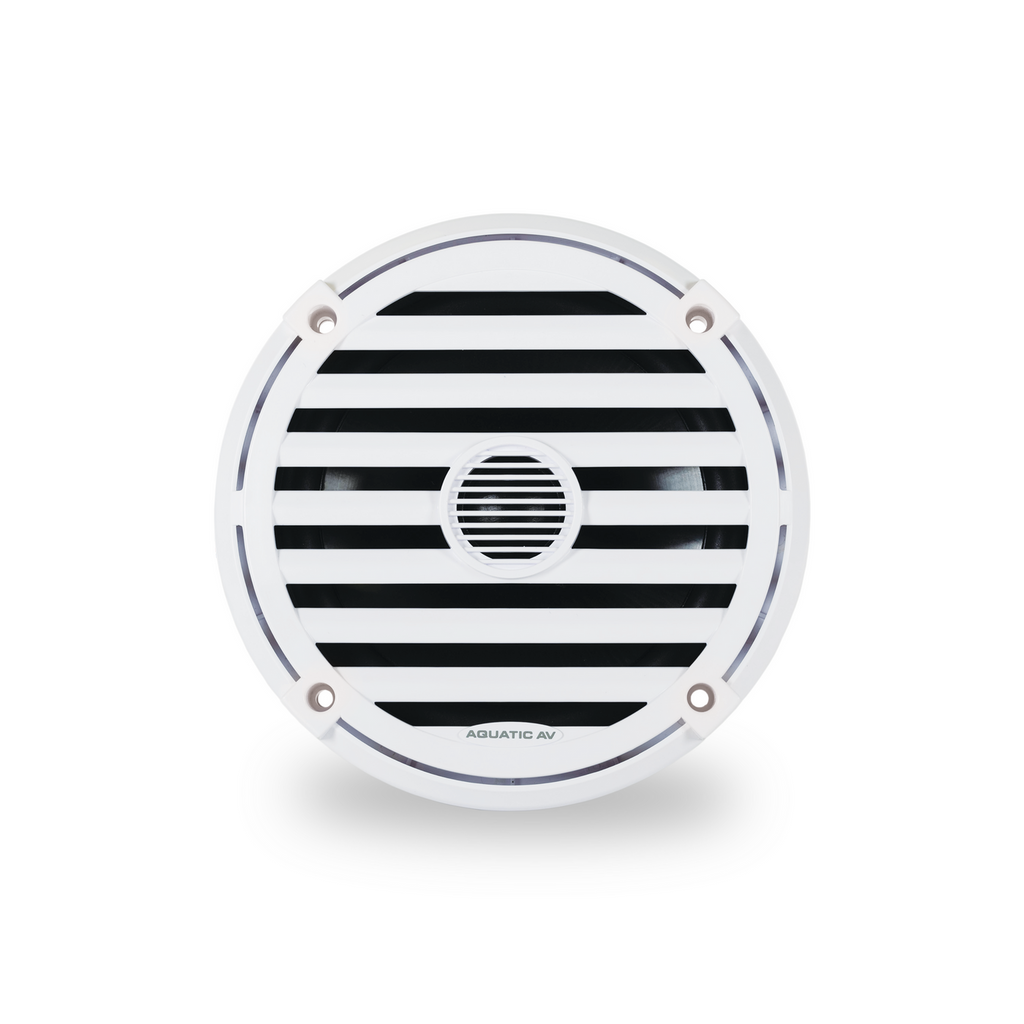 Aquatic AV EL423 ELITE 6.5" Waterproof RGB LED Marine Speakers with Classic Grills, 240W Total Power, 4 Ohm, White, Pair