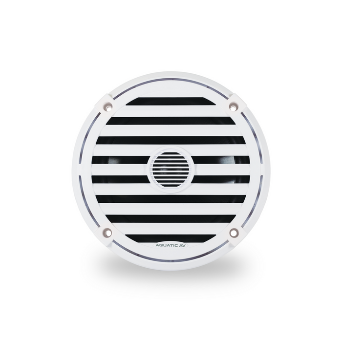 Aquatic AV EL423 ELITE 6.5" Waterproof RGB LED Marine Speakers with Classic Grills, 240W Total Power, 4 Ohm, White, Pair