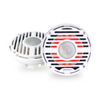 Aquatic AV PC410 PRO Classic 6.5" Waterproof RGB LED Marine Speakers 120W Total Power, 4 Ohm, White, Pair