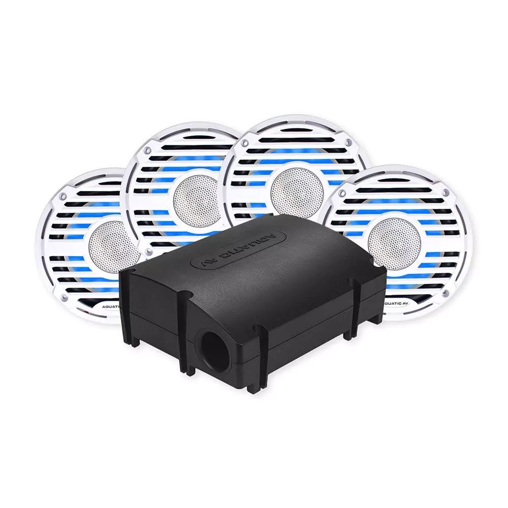 Aquatic AV CK503 PRO Classic Platinum Kit : SWA6 Amplified Bluetooth Stereo Subwoofer with 2 pairs of 6.5" PRO Classic White Coaxial Speakers