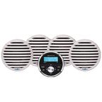 Aquatic AV EG200 Marine Stereo Kit: GP1 Bluetooth Gauge Stereo and 2 pairs of White 6.5" Marine Speakers