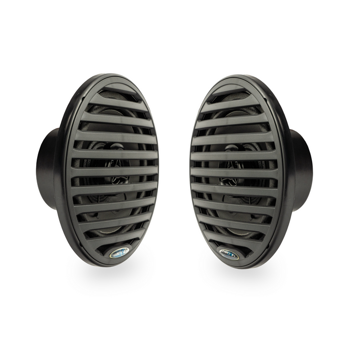 Aquatic AV GP100B Marine Stereo Kit: GP1 Bluetooth Gauge Stereo and 1 pair of Black 6.5" Marine Speakers