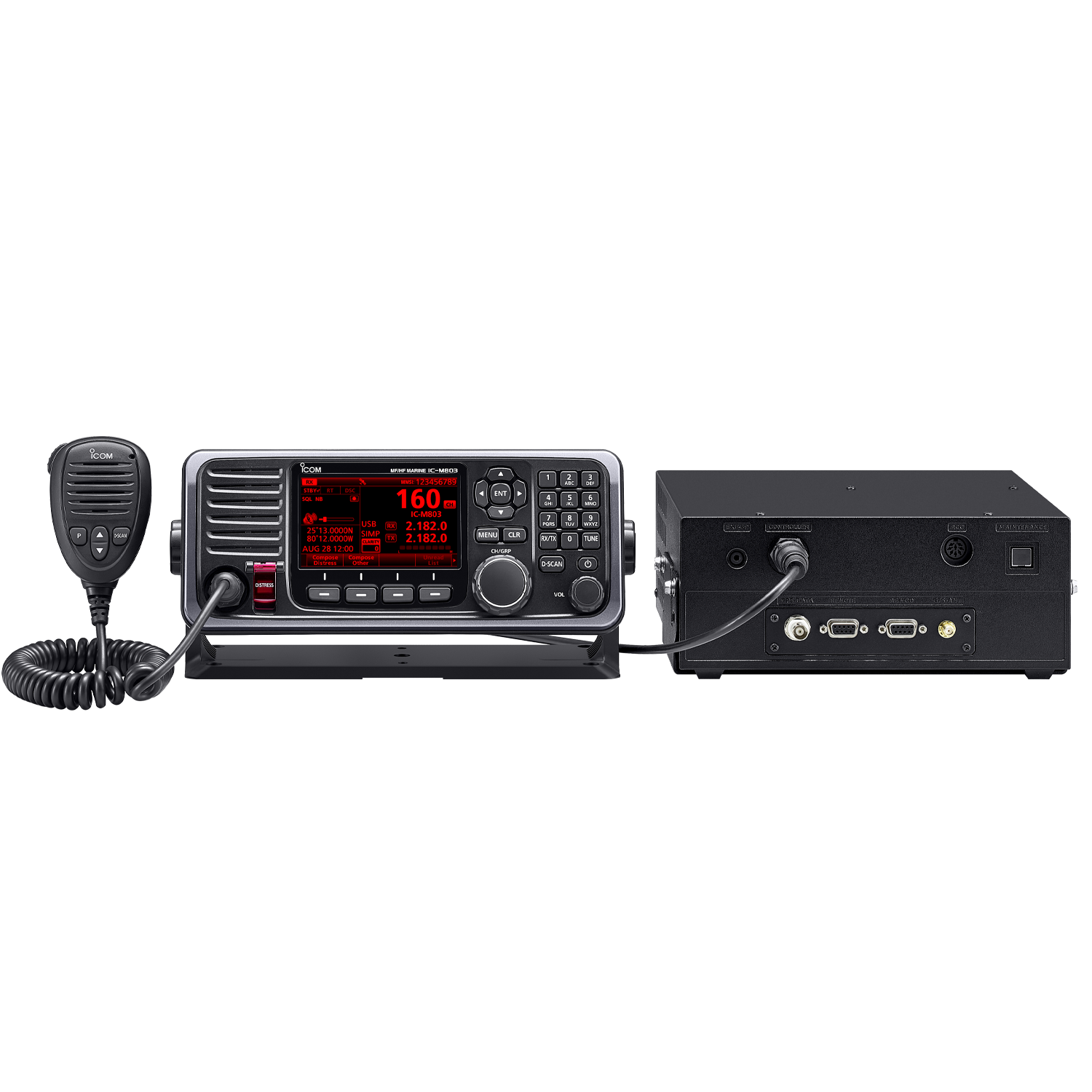 Icom IC-M803 Recreational SSB Radio GPS/GLONASS/SBAS Receiver with DSC, 4.3" Color TFT Display, and Microphone (M803)