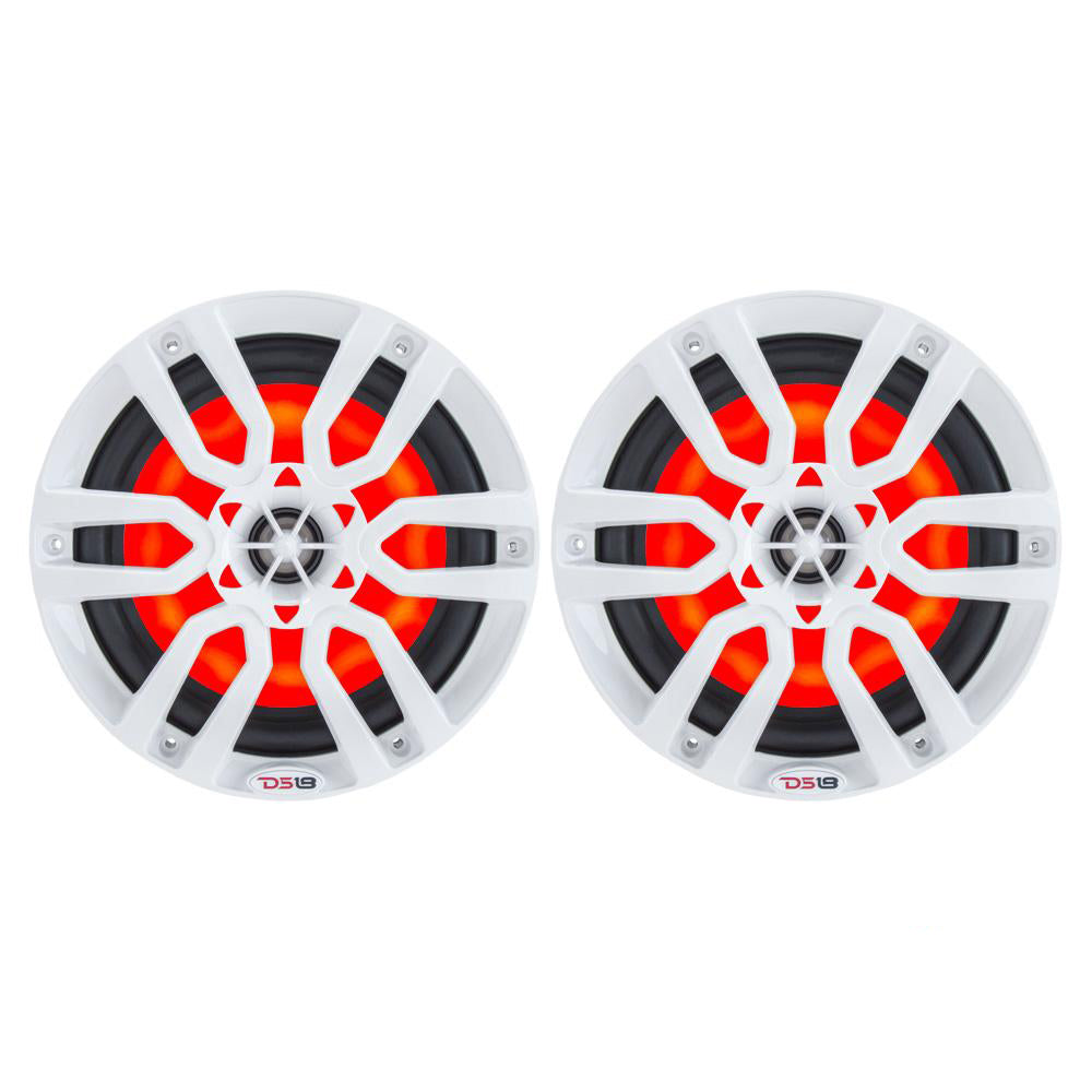 DS18 HYDRO 6.5" 2-Way Marine Speakers with RGB LED Lights 300W - White (NXL-6)