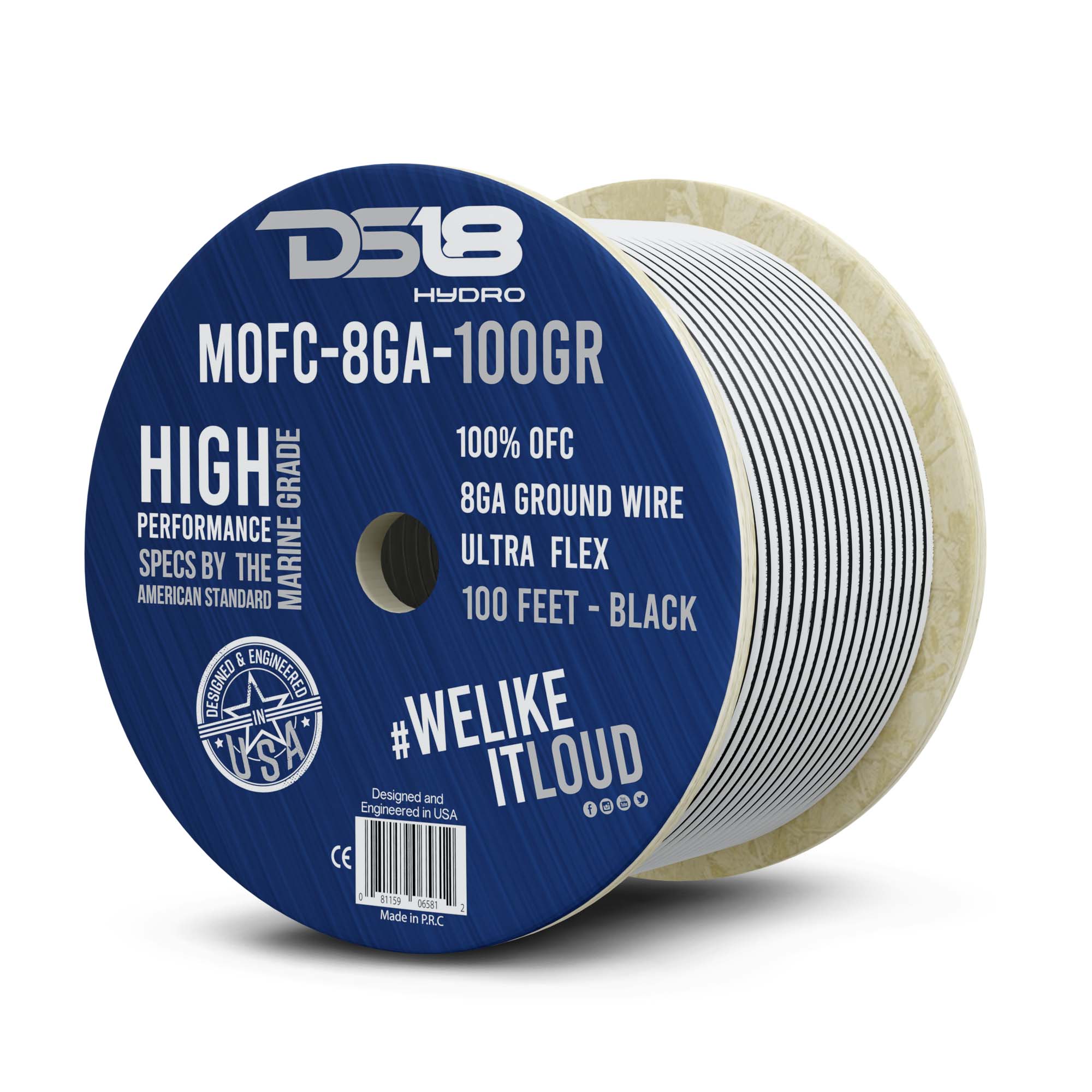 DS18 8-GA Marine Grade Tinned 100% Copper OFC Ground Wire -100 Feet (MOFC8GA100G)