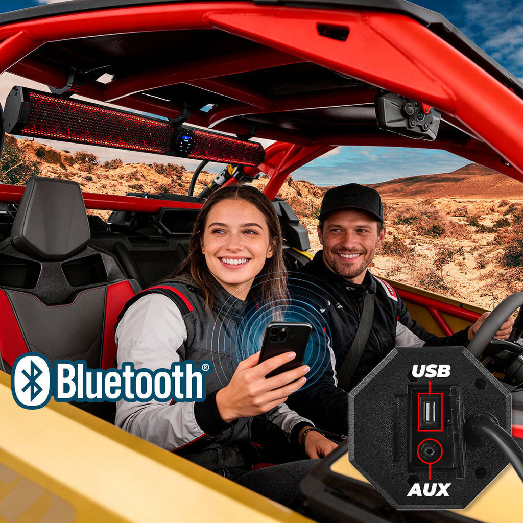 DS18 37" Marine Amplified Sound Bar with Bluetooth 1200W with 10 Speaker System and RGB LED (SB37BTXRGB)