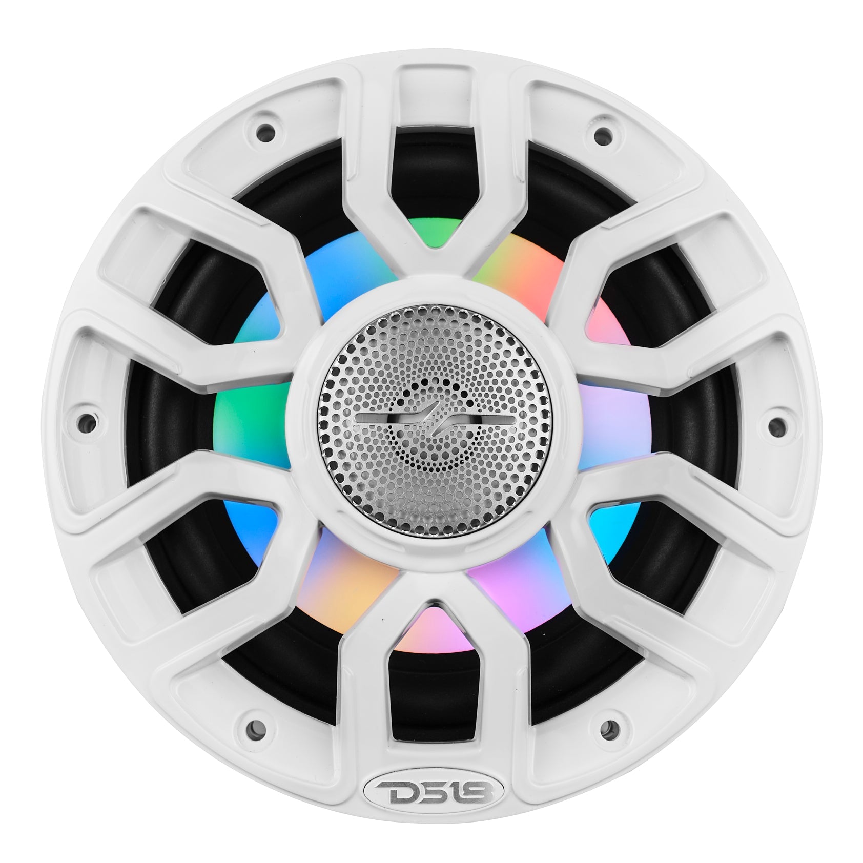 DS18 6.5" 2-Way Coaxial Marine Speakers with Digital LED Lights and Bullet Tweeter - White - 150W, 4-Ohm (NXL-IQ6/WH)