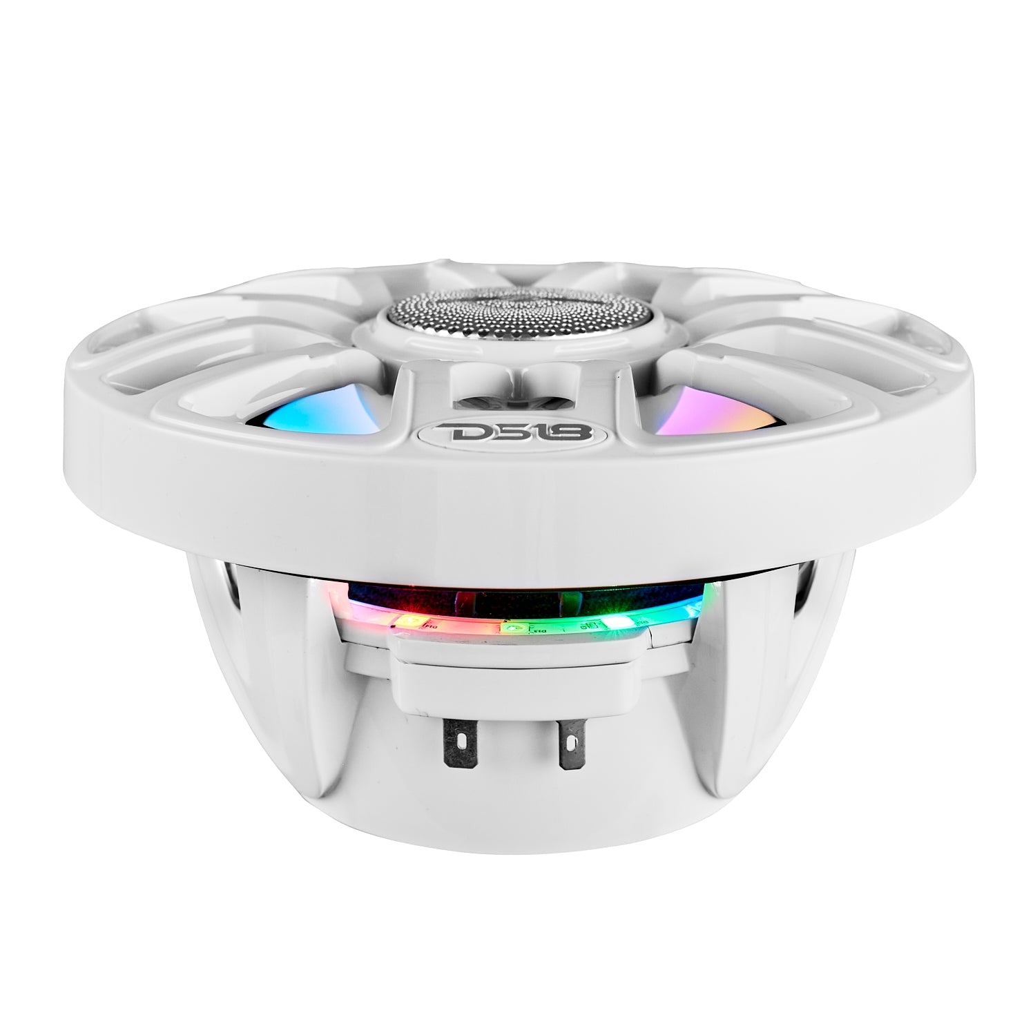 DS18 8" 2-Way Coaxial Marine Speakers with Digital LED Lights and Bullet Tweeter - White - 175W, 4-Ohm (NXL-IQ8/WH)