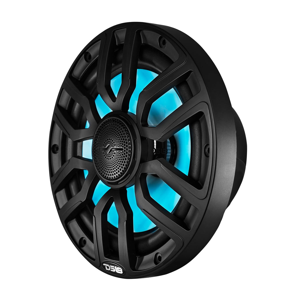 DS18 8" 2-Way Coaxial Marine Speakers with Digital LED Lights and Bullet Tweeter - Black - 175W, 4-Ohm (NXL-IQ8/BK)