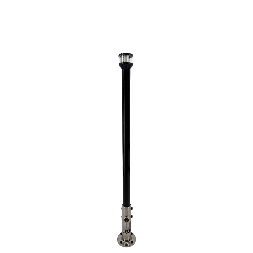Seaview 12" Manually Folding Light Post with 316 Stainless Steel Base & LTBLED12C5 Navigation Light - Black (SVMHB112LEDSSB)