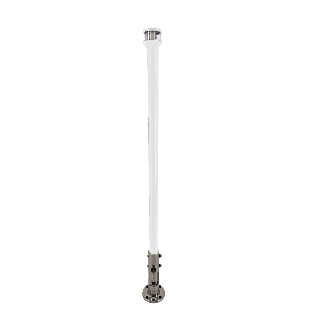 Seaview 24" Manually Folding Light Post with 316 Stainless Steel Base & LTBLED12C5 Navigation Light - White (SVMHB124LEDSSW)