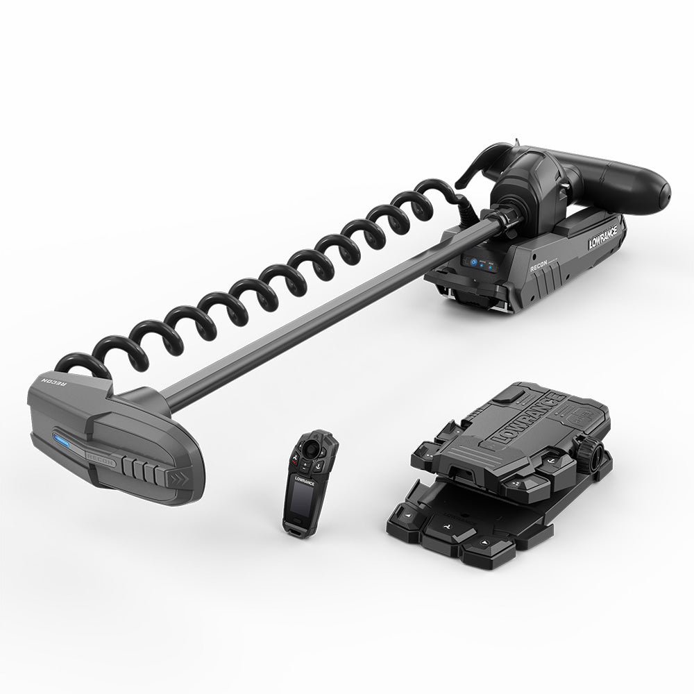 Lowrance Recon Freshwater 72" Shaft Trolling Motor with Freesteer Joystick Wireless Remote, Wireless Foot Pedal, and HDI CHIRP Nosecone Transducer (000-16175-001)