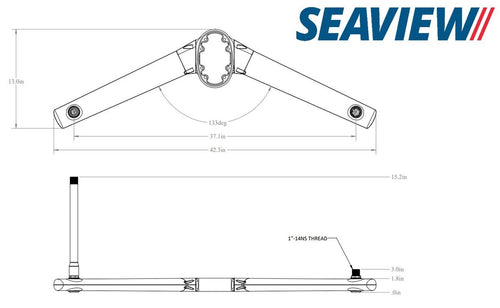 Seaview Spreader kit for Mounts Ending In M1 Black (SP1MODBLKV2)