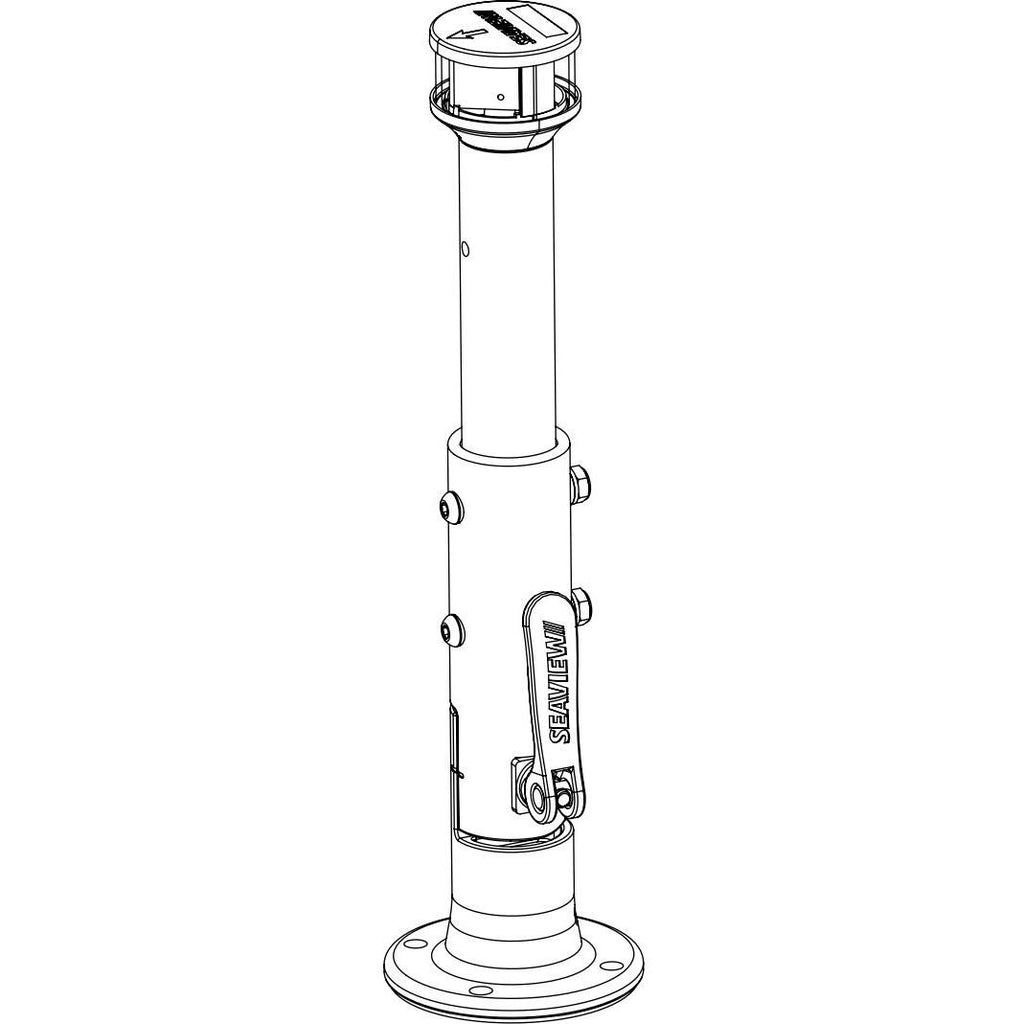 Seaview 36" Manually Folding Light Post with 316 Stainless Steel Base & LTBLED12C5 Navigation Light - White (SVMHB136LEDSSW)