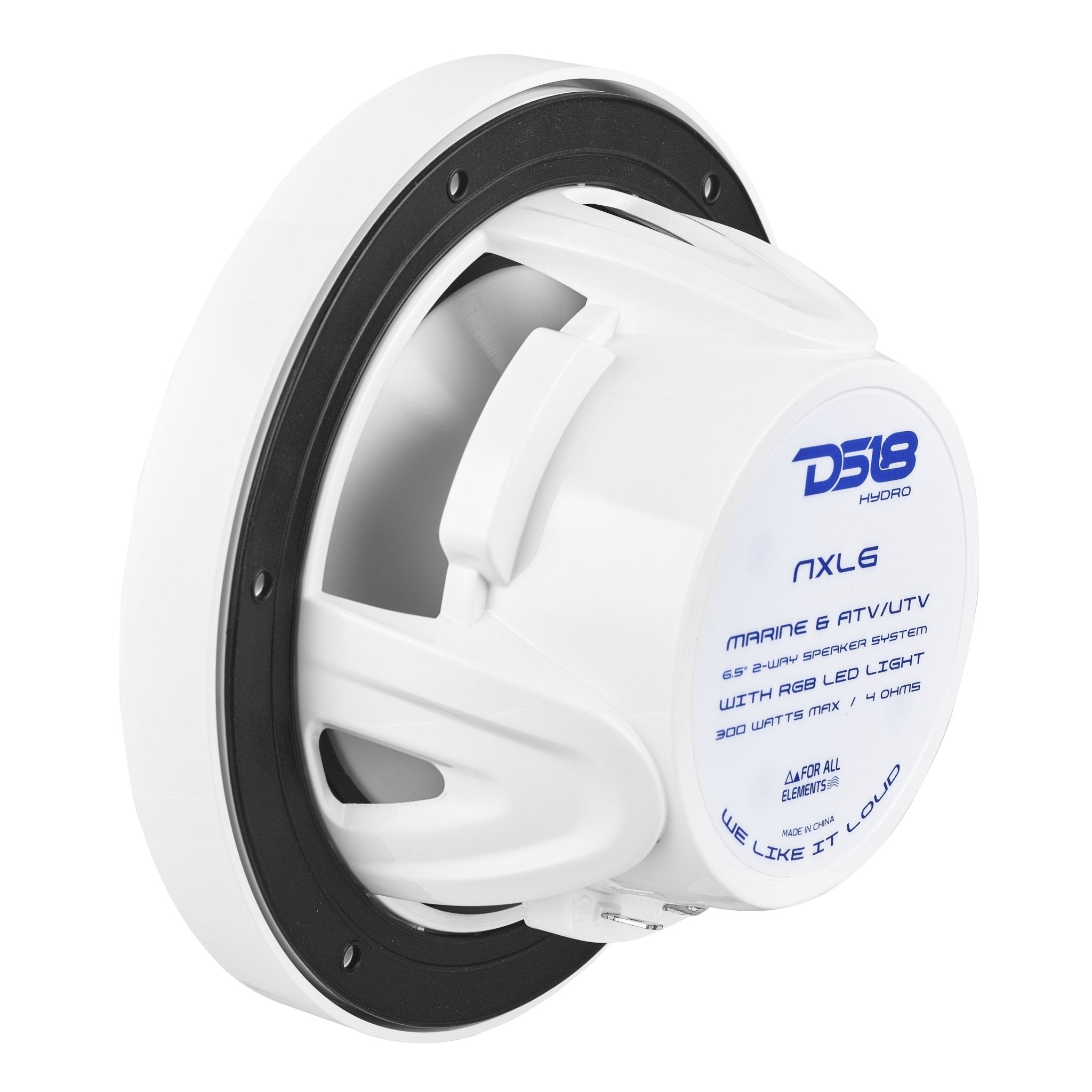 DS18 HYDRO 6.5" 2-Way Marine Speakers with RGB LED Lights 300W - White (NXL-6)