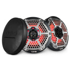 DS18 HYDRO 6.5" 2-Way Marine Speakers with RGB LED Lights 375W - Black Carbon Fiber (CF-65)