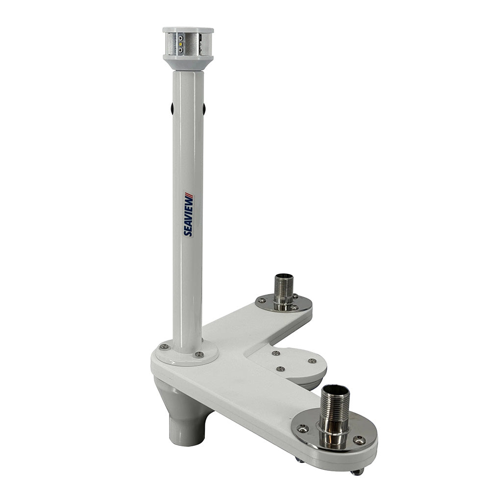 Seaview Lightbar Top LED Light on 12in Post and 2 Threaded 1in 14 Bases (PMU2ALED12)