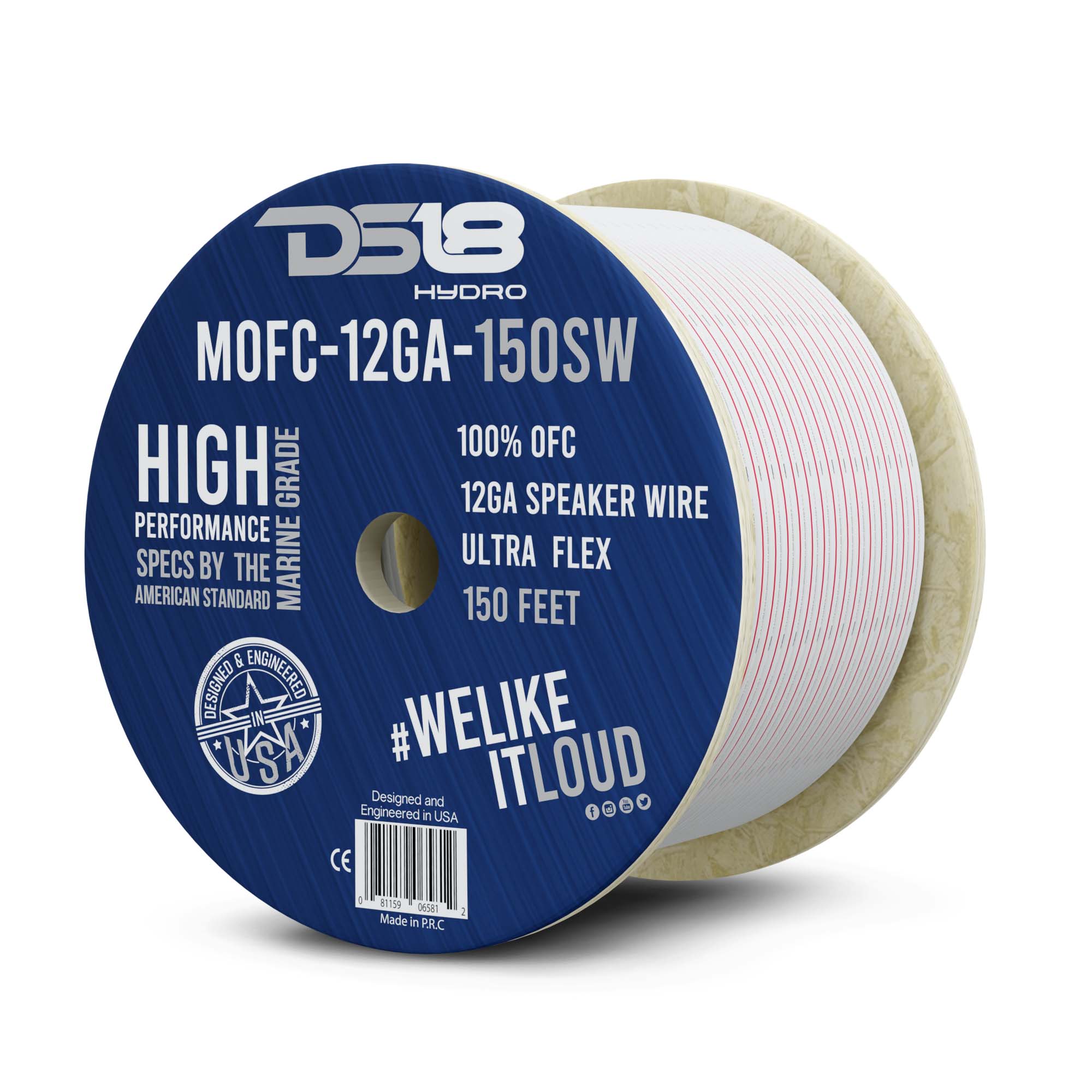 DS18 HYDRO Marine Grade OFC Speaker Wire 12 GA - 150' Roll (MOFC12GA150SW)
