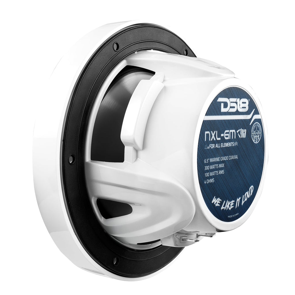 DS18 New Edition HYDRO 6.5" 2-Way Marine Speakers with RGB LED Lighting 300W - White (NXL-6M/WH)