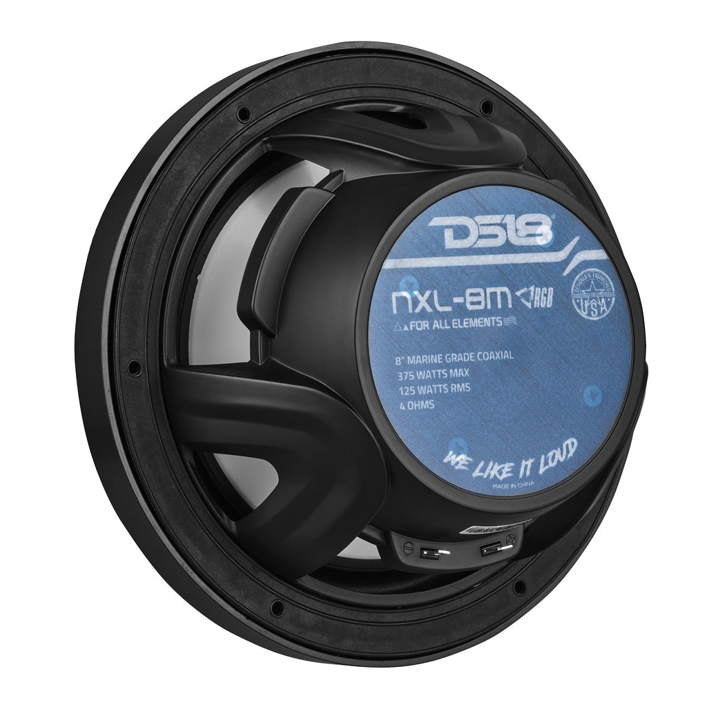DS18 New Edition HYDRO 8" 2-Way Marine Speakers with RGB LED Lighting 375W - Black (NXL-8M/BK)