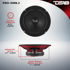 DS18 Slim 8" Water-Resistant Midrange Speaker - Each (PRO-SM8.2)