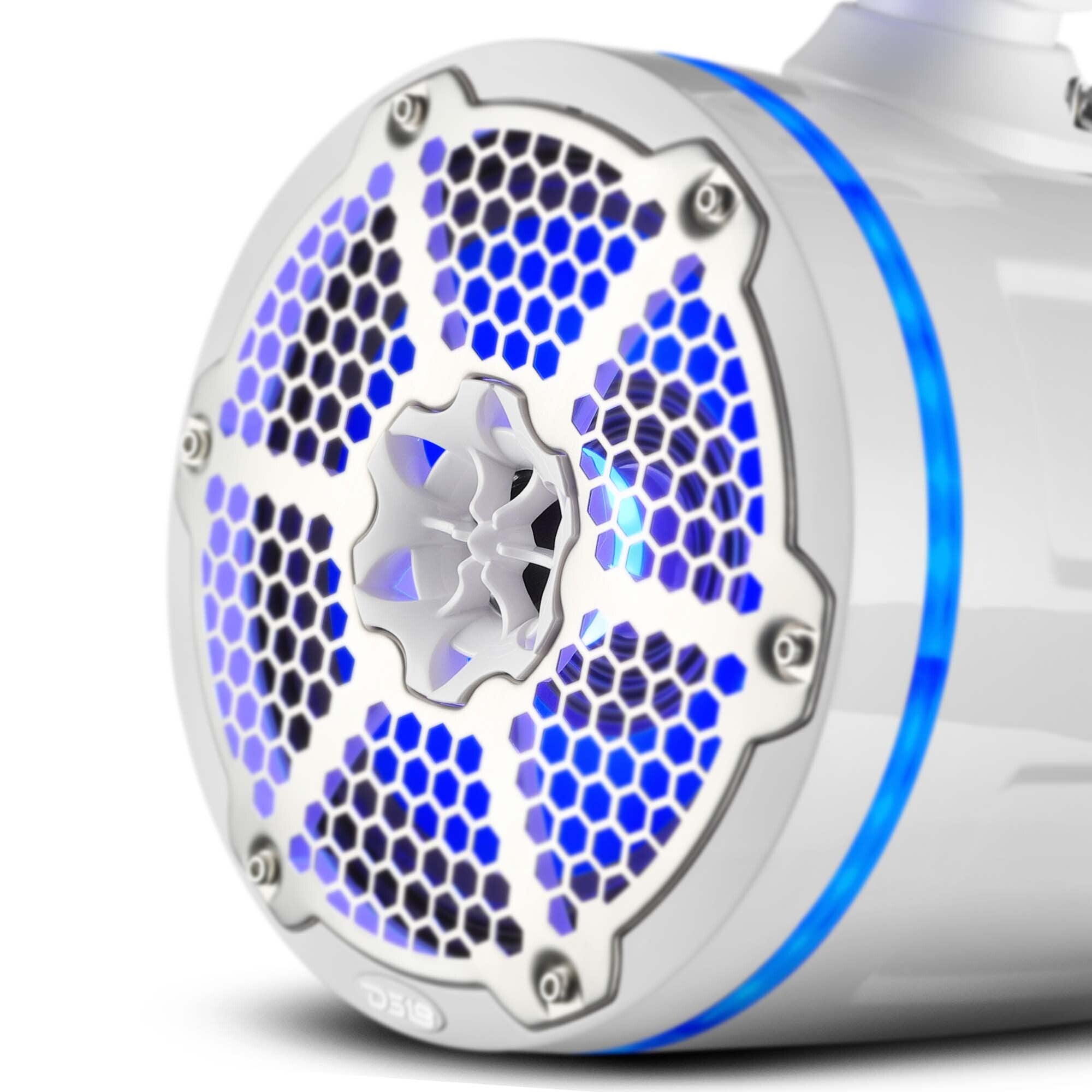 DS18 Hydro 8" Neodymium Marine Towers with Built-in Passive Radiator, 1" Driver and RGB LED Light - 550 Watts (Pair) - White (NXL-X8TPNEO/WH)