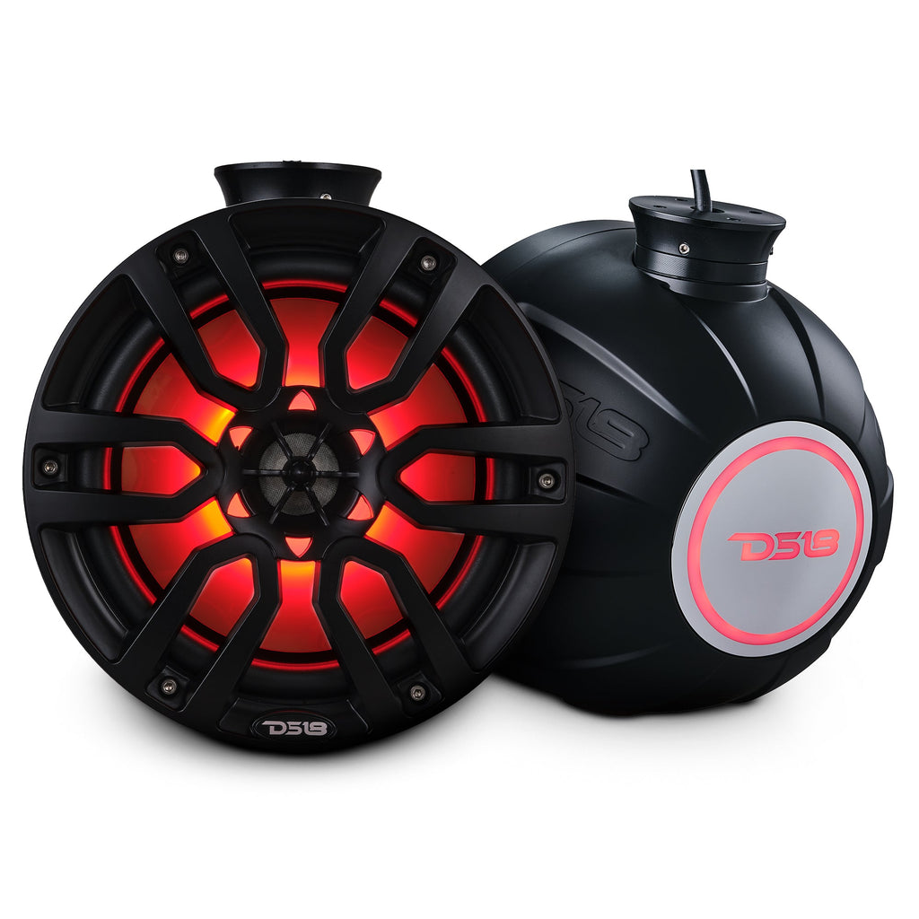 DS18 HYDRO 8" Compact Wakeboard Pod Tower with RGB Light - 375W - Black (NXL-PS8BK)